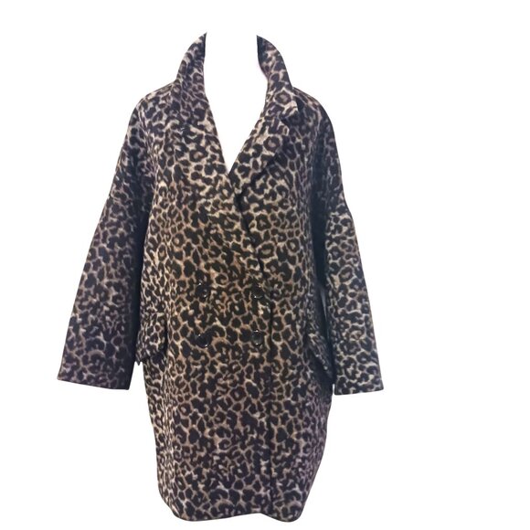 Coach Leopard Print Oversized Coat Size Large, Luxury, Wool Blend, Elevated - Picture 1 of 16